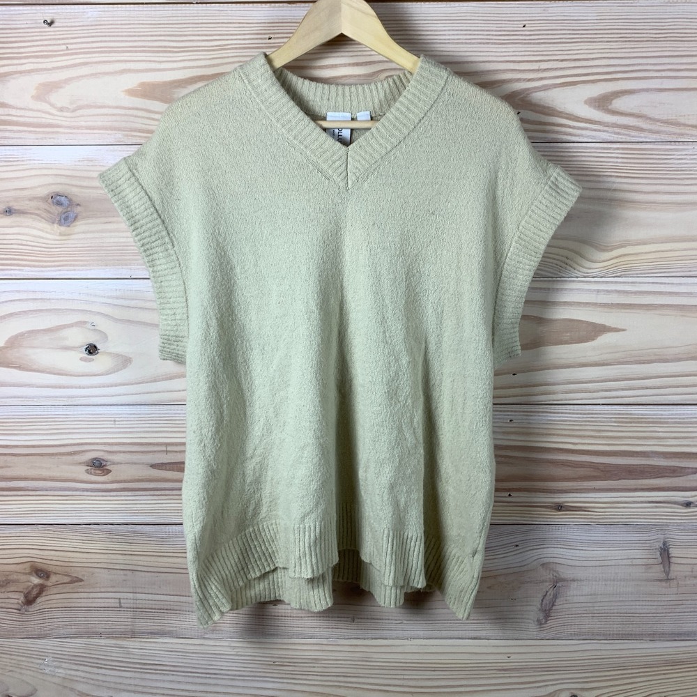 COLLUSIONS Sweater Vest Womens Small Oversized Beige Minimalist